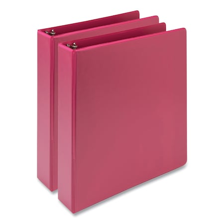 Earth's Choice Plant-Based Economy Round Ring View Binders, 3 Ring, 1.5in, 11x8.5, Pink, 2PK